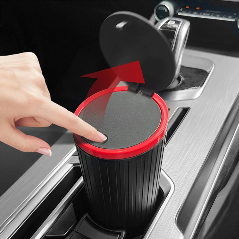 Waterproof Car Trash Can With Lid - Auto Mülleimer drücken Schalter Typ runden